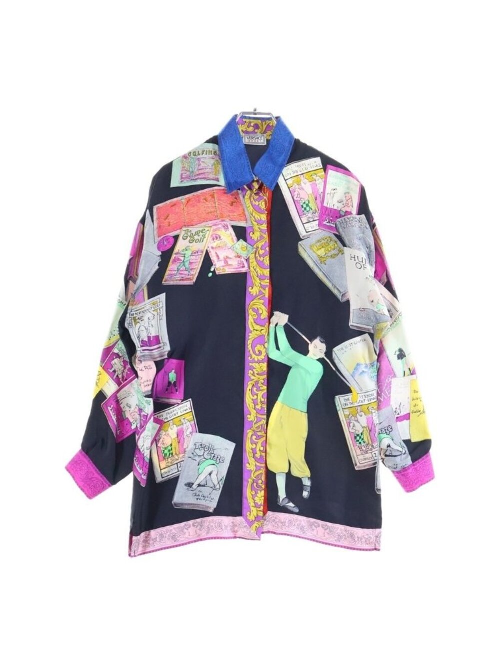 Versace All Over Print Shirt Long Sleeve Blouse Silk Multicolor
